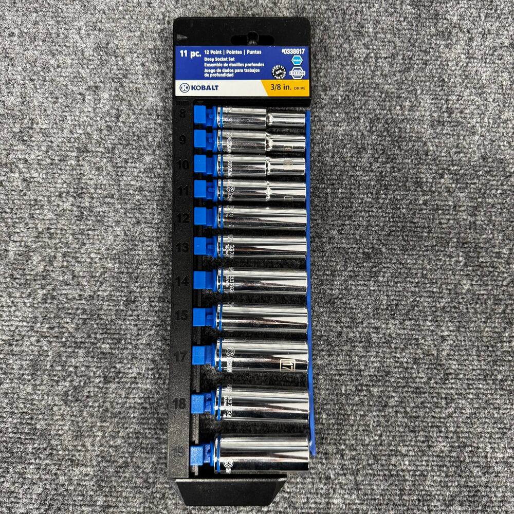 Kobalt 11-piece Metric Deep Socket Set 3/7" Drive 12-Point New